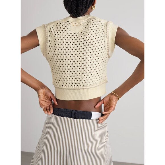 Guest In Residence Mesh Crop Vest in Cream Small New Womens Knit Tank Top - Picture 14 of 15